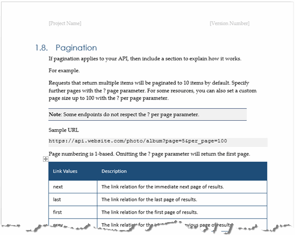 REST Web API Documentation Template MS Word Software Development 