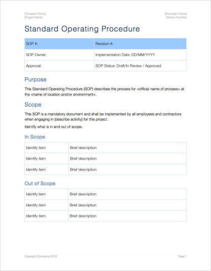 SOP Templates (Apple) – Technical Writing Tools