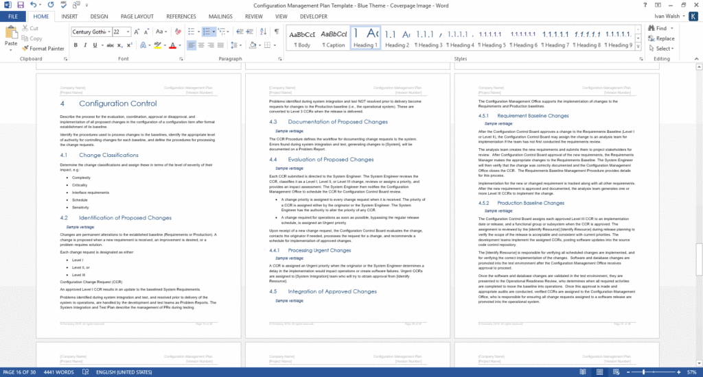 Configuration Management Plan Template (MS Word) – Technical Writing Tools