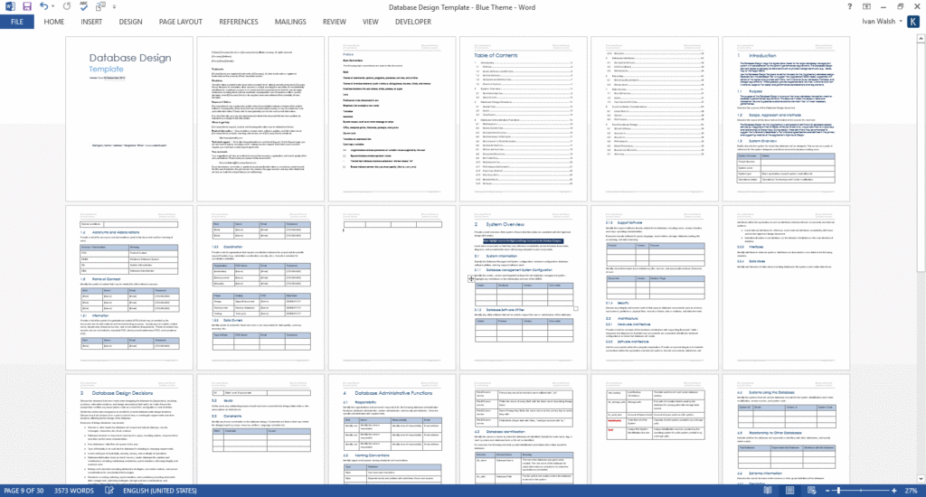 Database Design Document Template (MS Word) – Technical Writing Tools