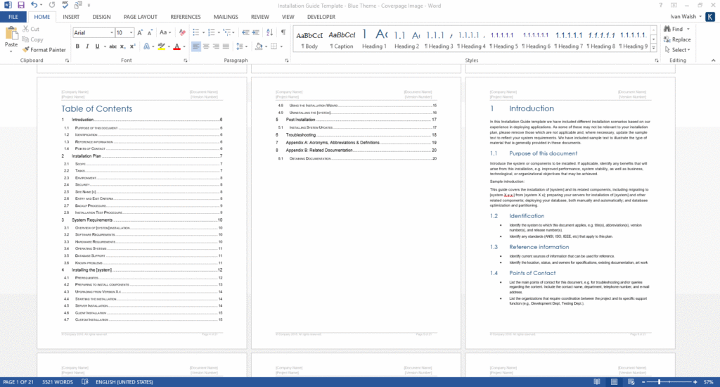 Installation Guide Template (MS Word) – Technical Writing Tools