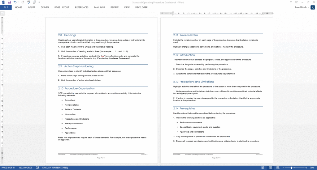 SOP Templates (MS Office) – Technical Writing Tools