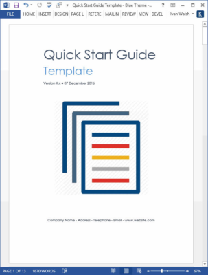 Quick Start Guide Template Technical Writing Tools