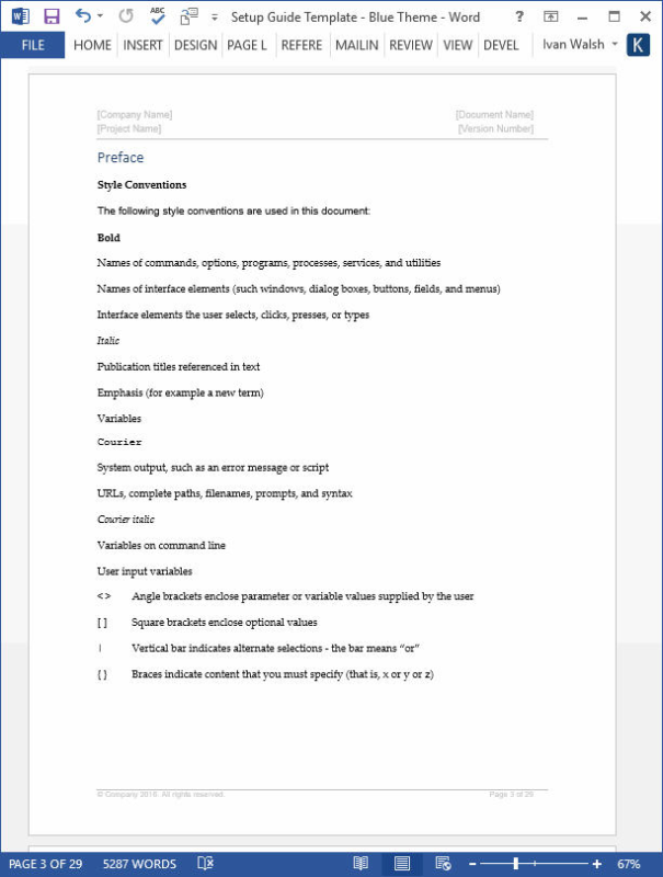 Setup Guide Template (MS Word) – Technical Writing Tools