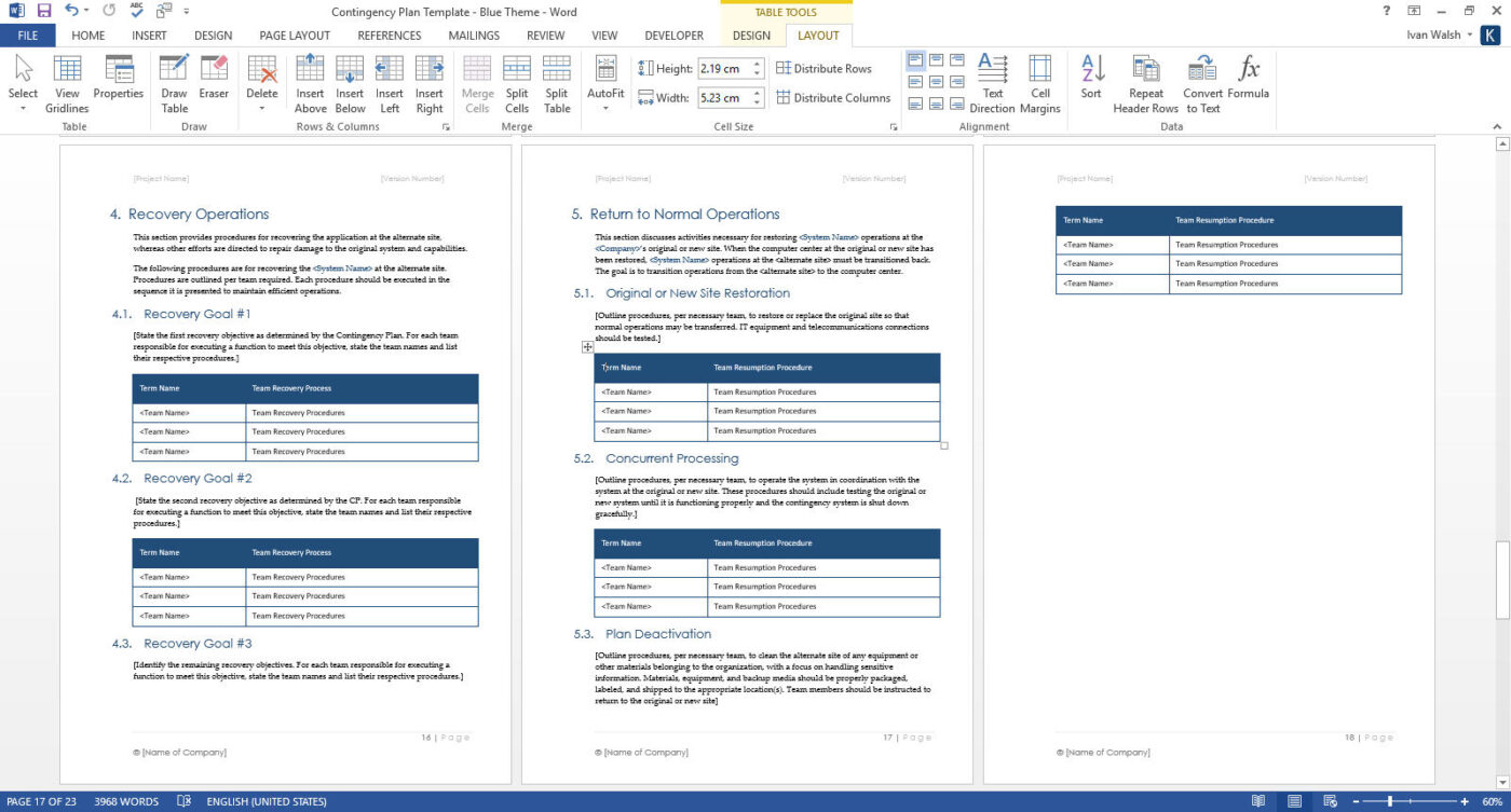 Contingency Plan Template – Technical Writing Tools