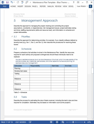 Maintenance Plan Template – Technical Writing Tools